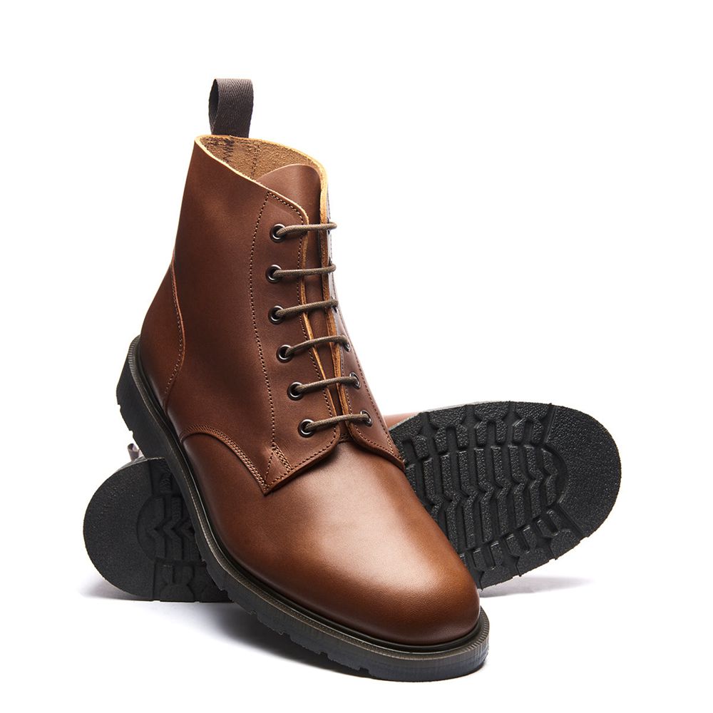 Solovair 6 Eye Men's Derby Boots Brown | USA  608-MXKEBF