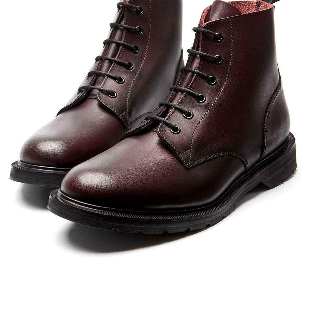 Solovair 6 Eye Men's Derby Boots Burgundy | USA  620-CXLNME