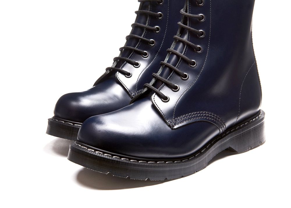 Solovair Hi-Shine 8 Eye Men's Derby Boots Navy | USA  370-MACOKT