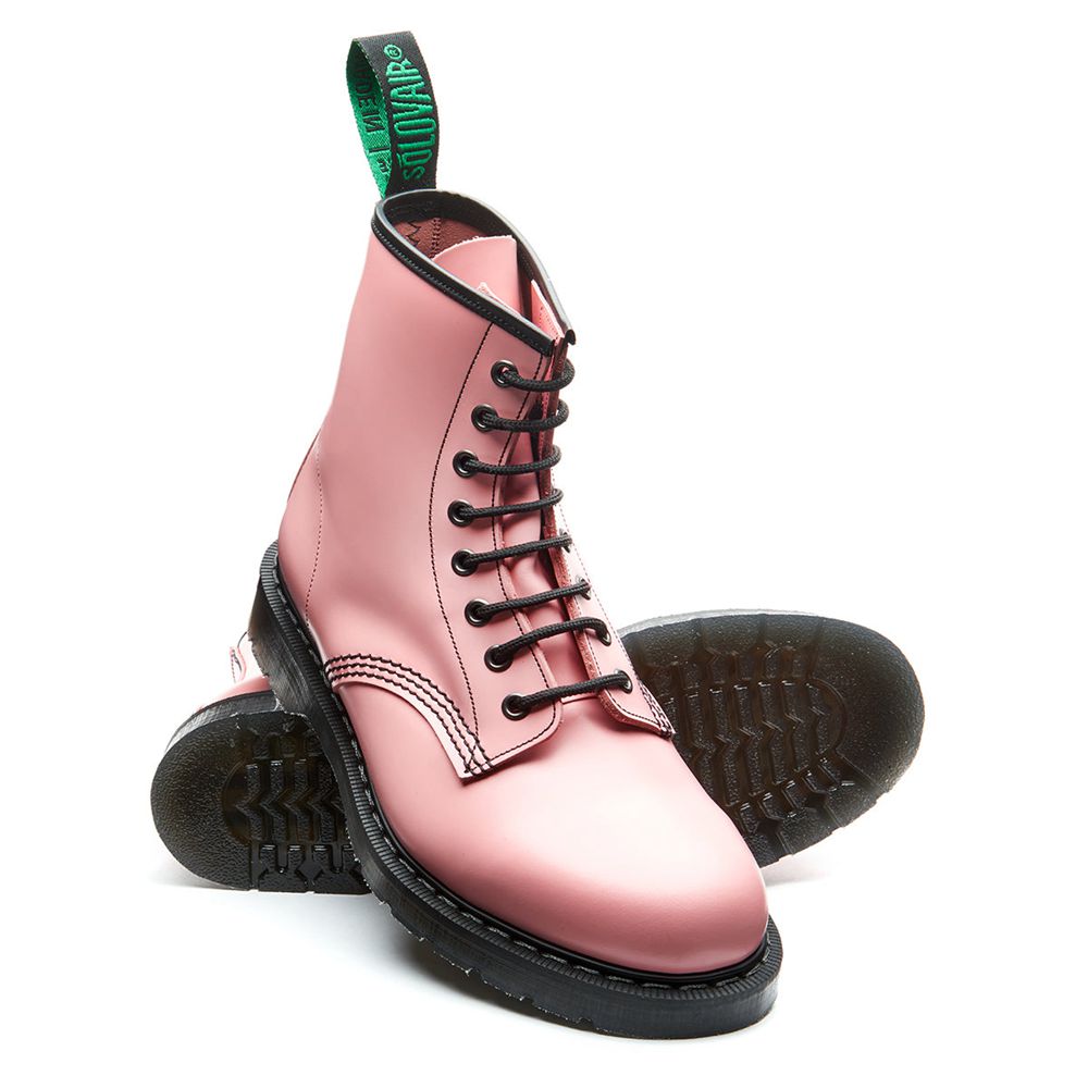 Solovair Hi-Shine 8 Eye Men's Derby Boots Pink | USA  854-XKEDQC