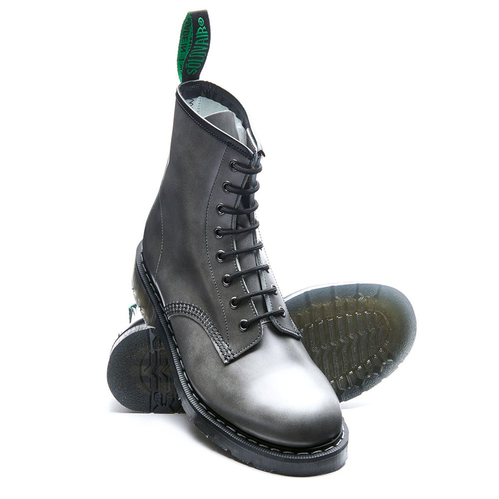 Solovair Hi Shine 8 Eye Men's Derby Boots Grey | USA  890-AZDXUR