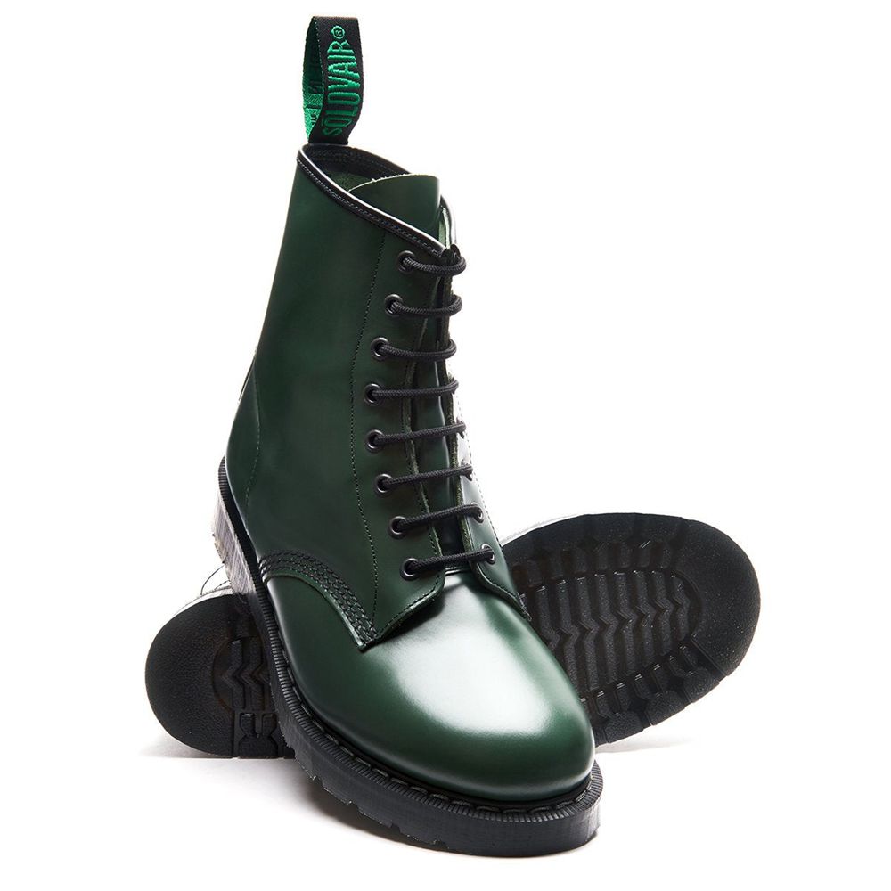 Solovair Hi-Shine 8 Eye Women's Derby Boots Green | USA  027-SYVZFB