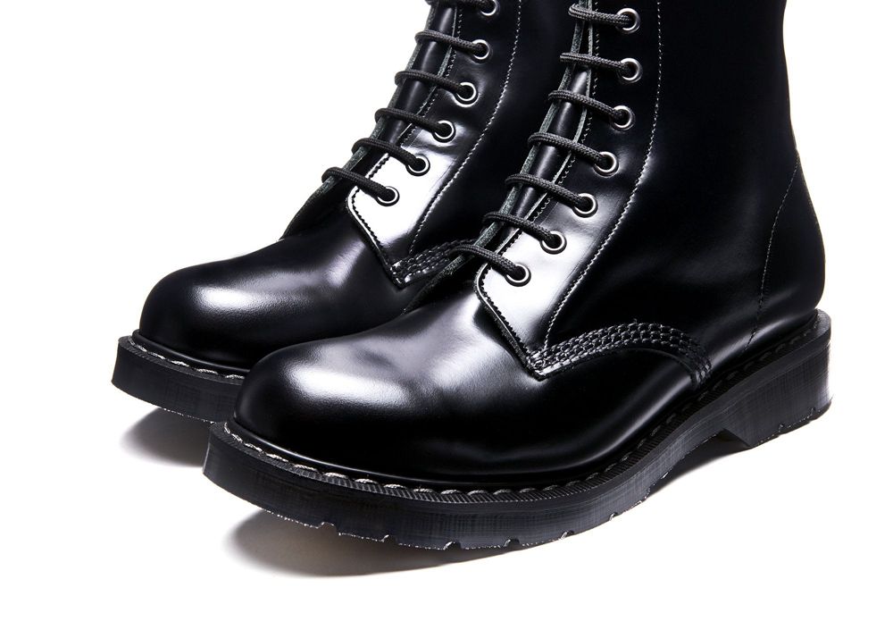 Solovair Hi-Shine 8 Eye Zip Men's Derby Boots Black | USA  648-XMVLTN