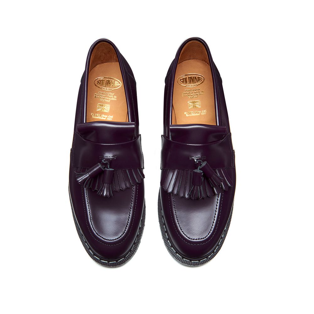 Solovair Hi-Shine Tassel Men's Loafers Purple | USA  470-SAGYLV