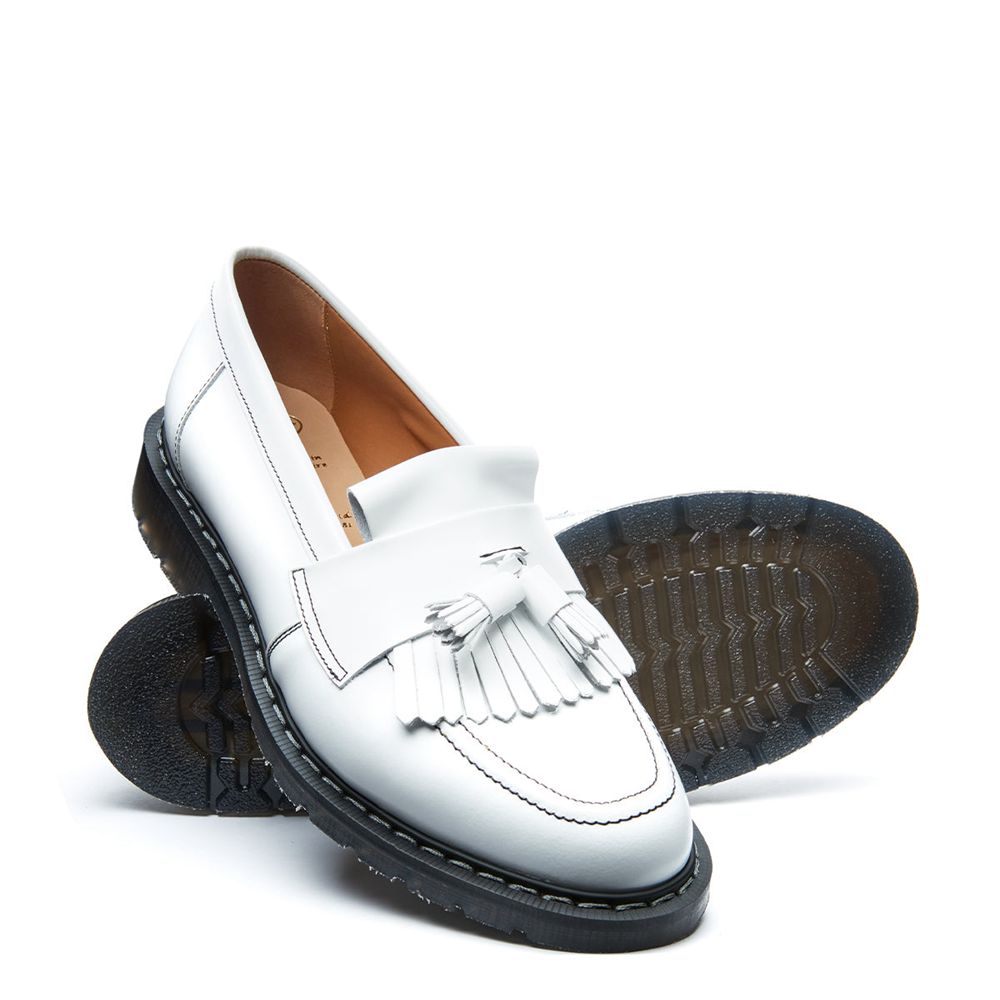 Solovair Hi-Shine Tassel Men's Loafers White | USA  892-IWAFVG