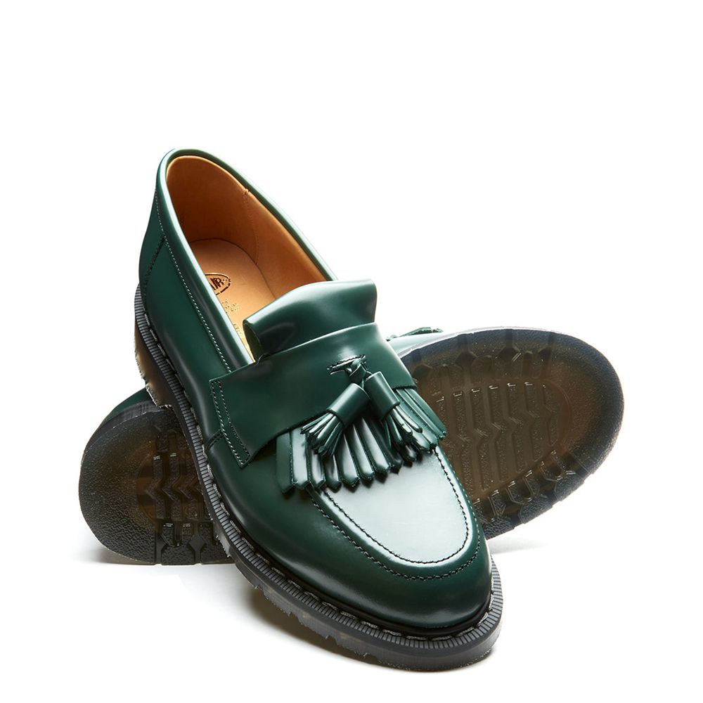 Solovair Hi-Shine Tassel Women's Loafers Green | USA  450-EUYTXI