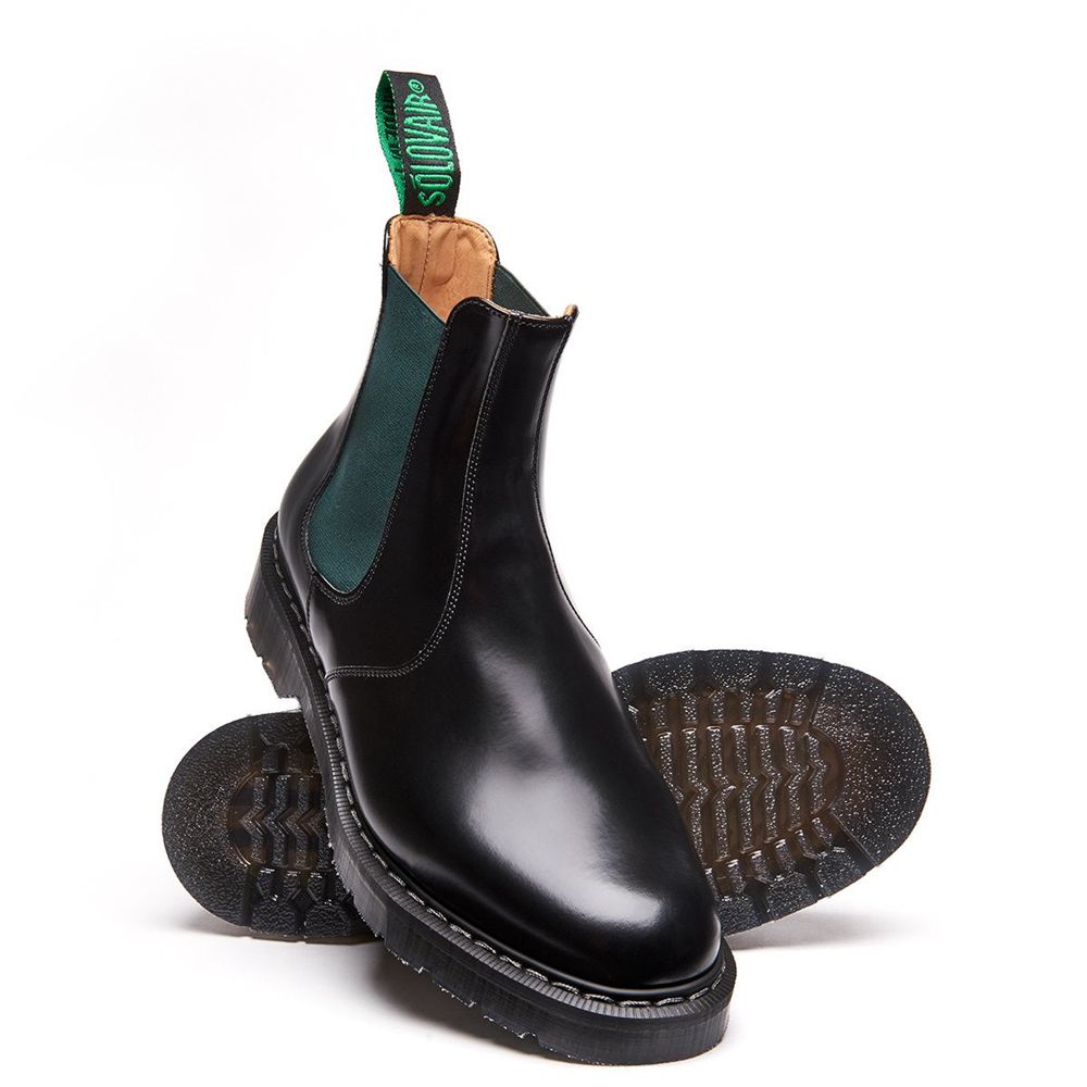 Solovair Hi-Shine Women's Dealer Boots Black/Green | USA  023-IQVHEA