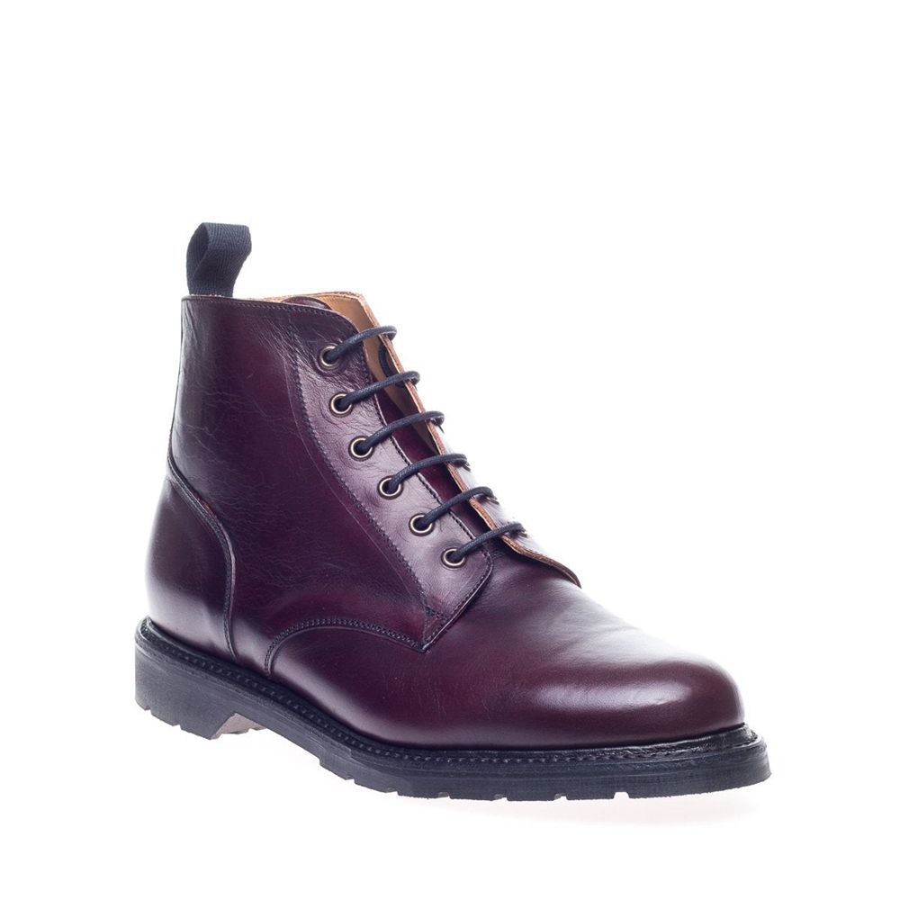 Solovair Horween 6 Eye Men's Derby Boots Burgundy | USA  506-SCHQDE