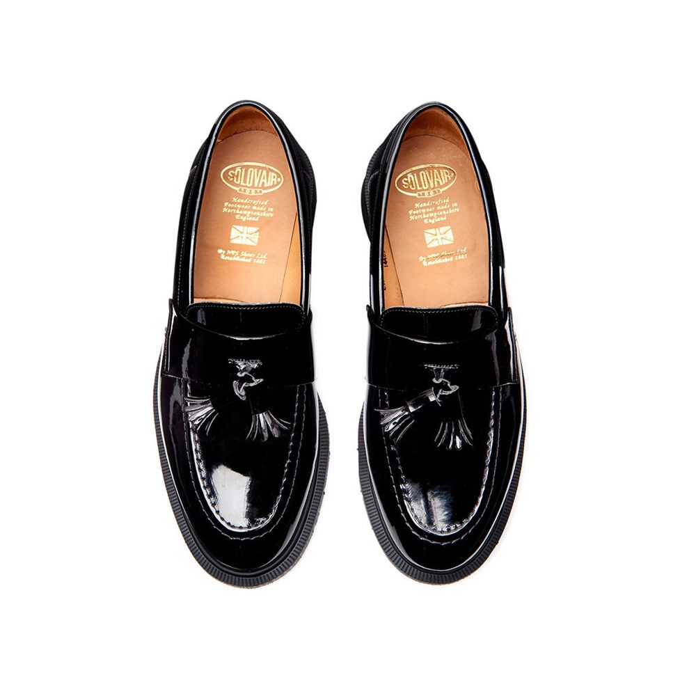 Solovair Patent Tassel Women's Loafers Black | USA  590-MJNGAY