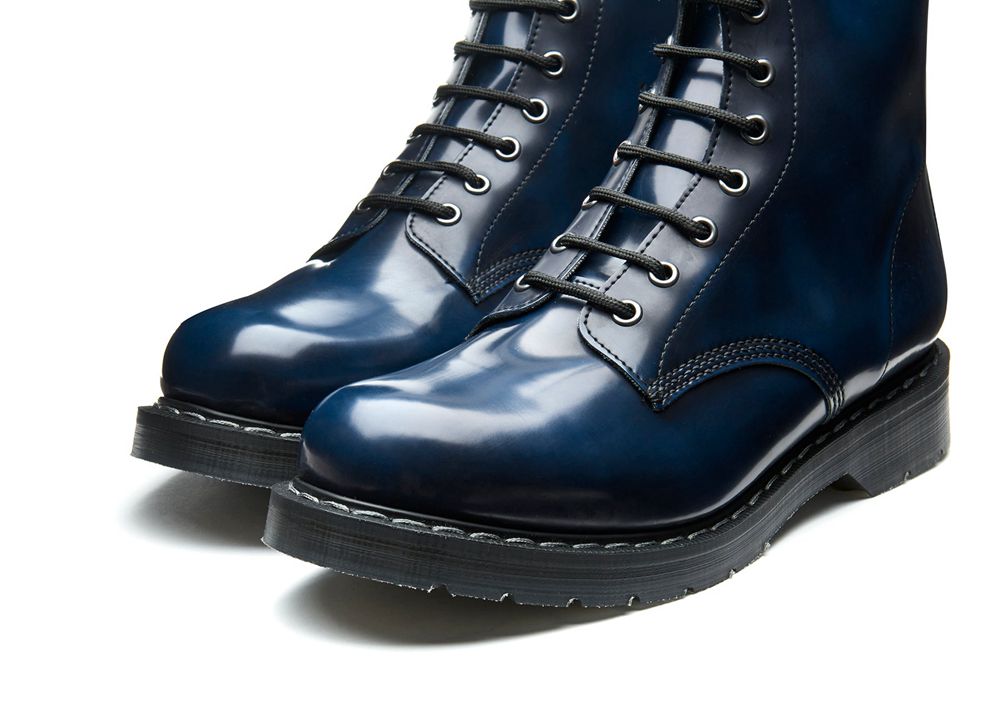 Solovair Rub-Off Vegan 8 Eye Men's Derby Boots Navy | USA  217-TIKNXU