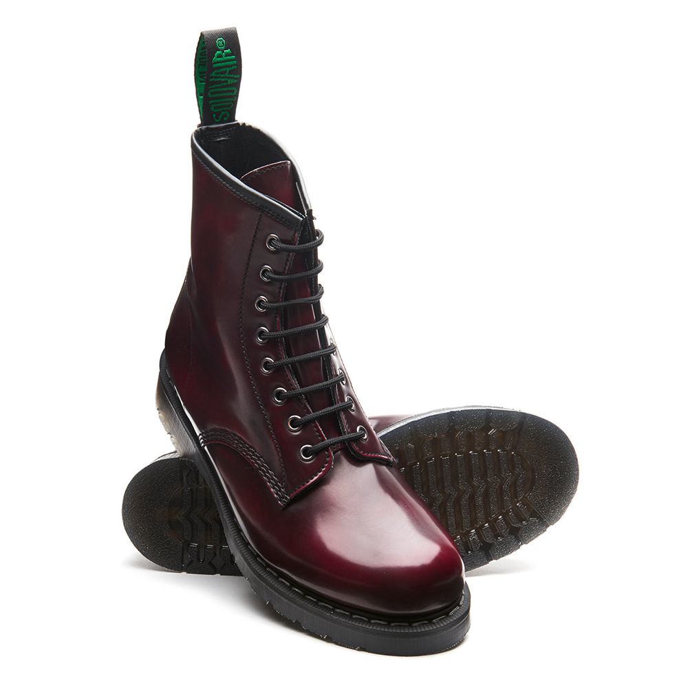 Solovair Rub-Off Vegan 8 Eye Women's Derby Boots Burgundy | USA  841-EAUVPK