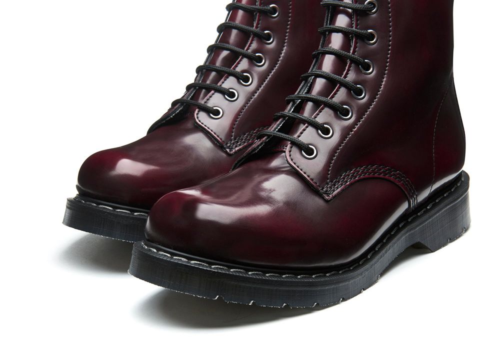 Solovair Rub-Off Vegan 8 Eye Women's Derby Boots Burgundy | USA  841-EAUVPK