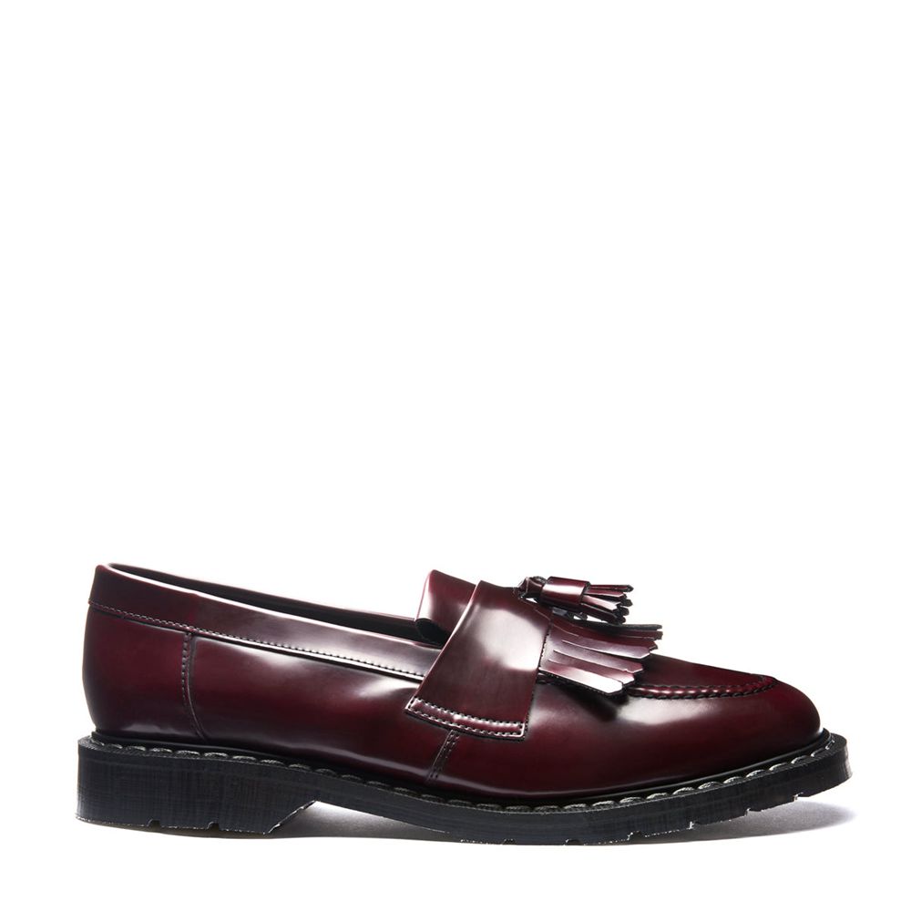 Solovair Rub-Off Vegan Tassel Men\'s Loafers Burgundy | USA  709-UXTYBS