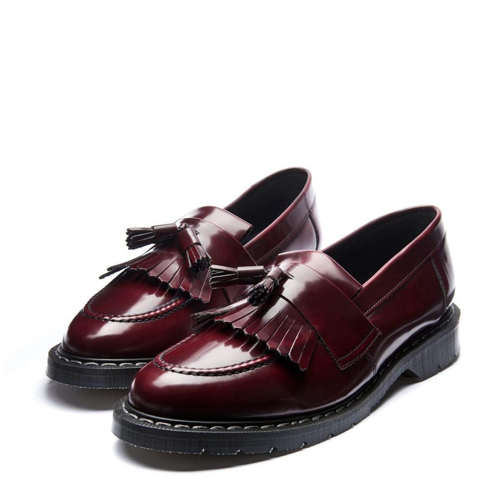 Solovair Rub-Off Vegan Tassel Women's Loafers Burgundy | USA  436-YAFTQC