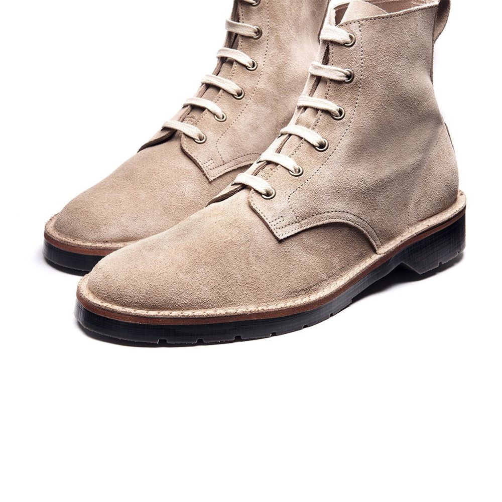 Solovair Suede 6 Eye Men's Derby Boots Beige | USA  067-KXVYDC