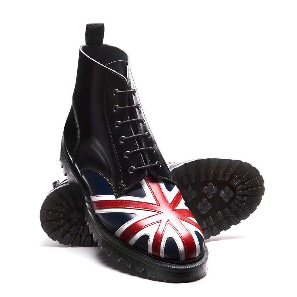 Solovair Union Jack 6 Eye Men's Derby Boots Black | USA  378-ITMYFJ