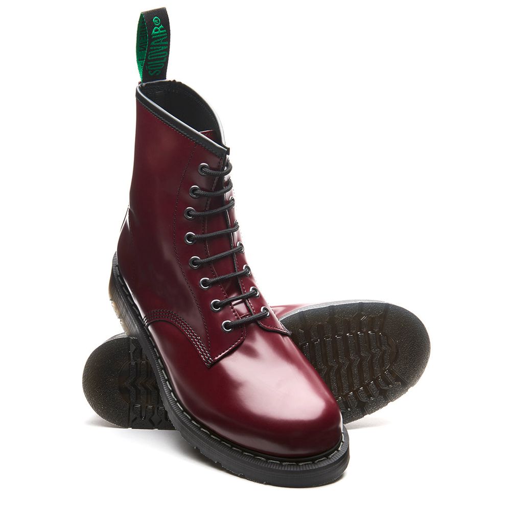 Solovair Vegan Hi-Shine 8 Eye Men's Derby Boots Burgundy | USA  291-WLDIHU