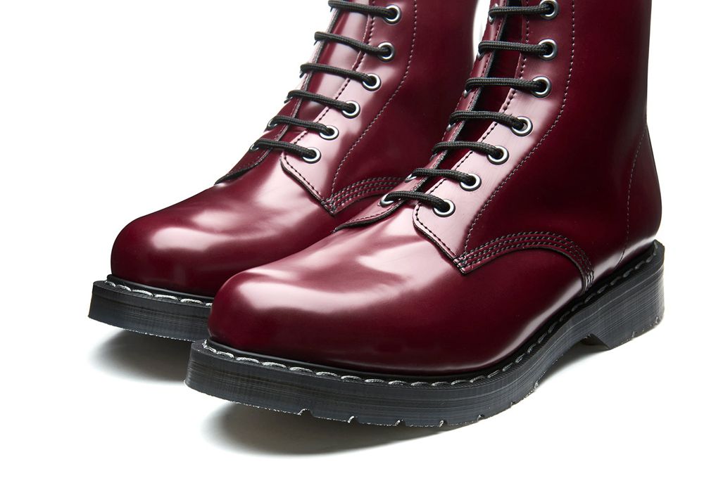 Solovair Vegan Hi-Shine 8 Eye Men's Derby Boots Burgundy | USA  291-WLDIHU