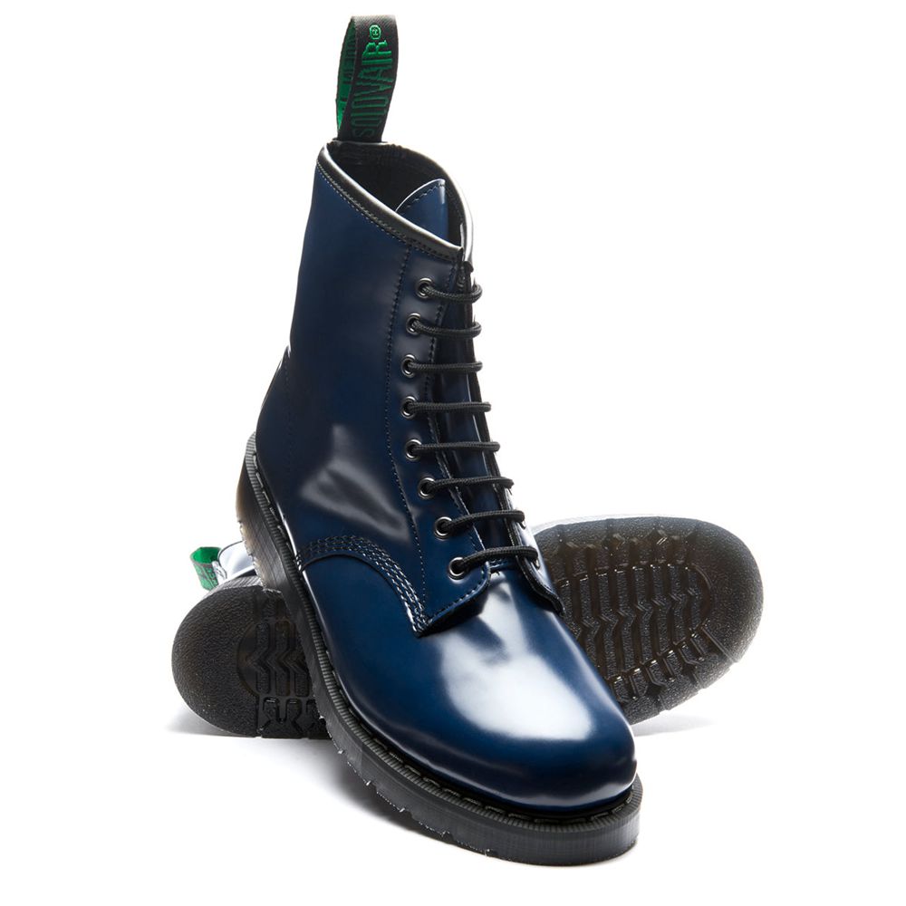 Solovair Vegan Hi-Shine 8 Eye Men's Derby Boots Blue | USA  701-YTCNJR