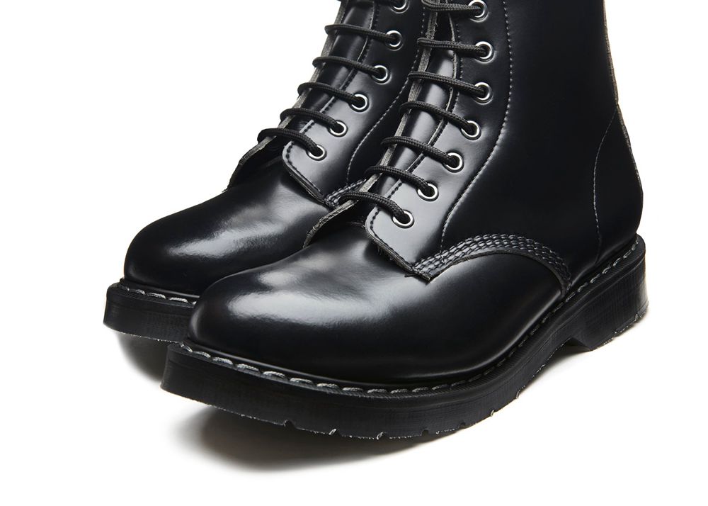 Solovair Vegan Hi-Shine 8 Eye Men's Derby Boots Black | USA  892-SADKVB