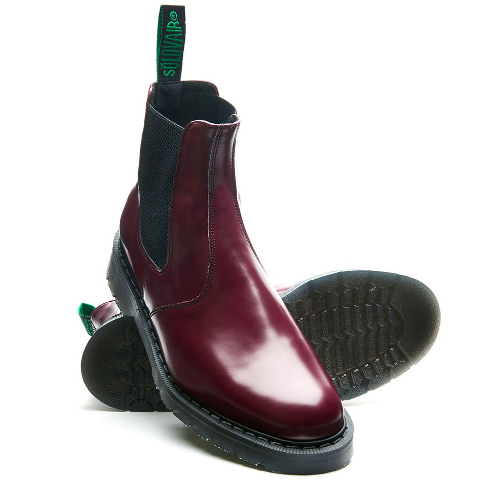 Solovair Vegan Hi-Shine Men's Dealer Boots Burgundy | USA  620-KCNZJS