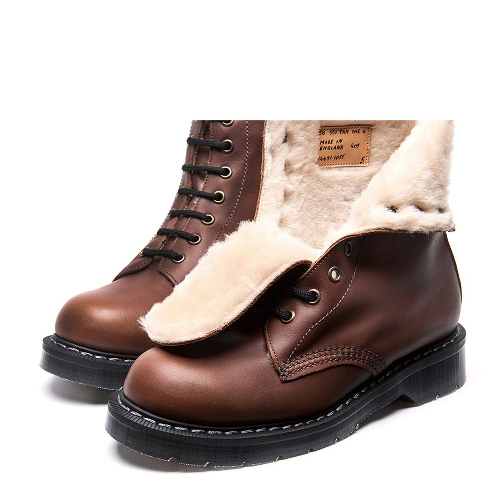 Solovair Greasy Shearling Lined 8 Eye Women's Derby Boots Brown | USA 140-ZIFOMX