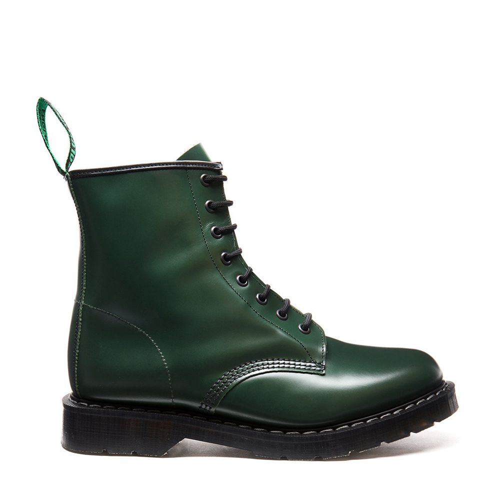 Solovair Hi-Shine 8 Eye Men's Derby Boots Green | USA 936-DEMIPN