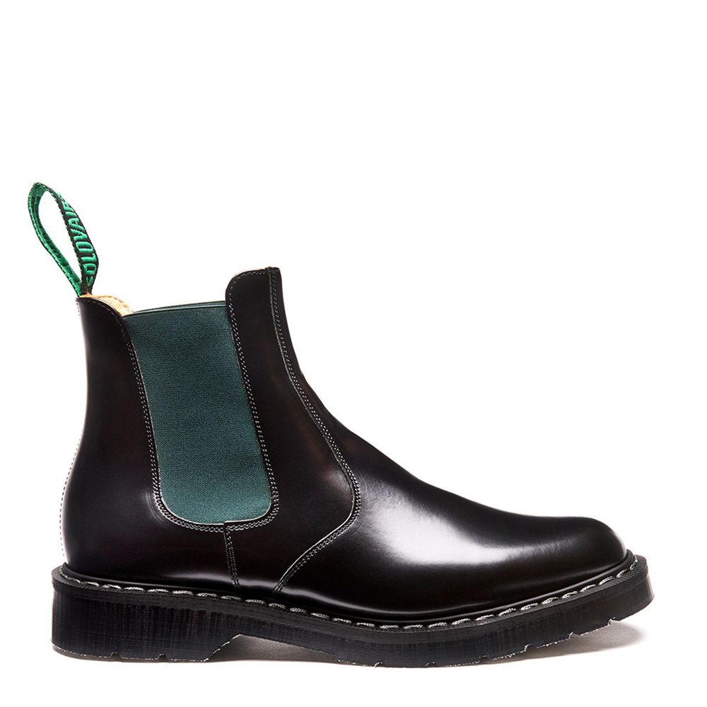 Solovair Hi-Shine Men's Dealer Boots Black/Green | USA 412-WEFUSY