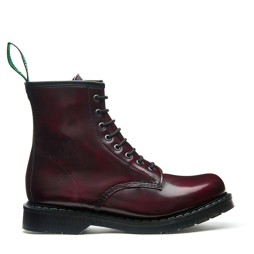 Solovair Rub-Off Vegan 8 Eye Men's Derby Boots Burgundy | USA 462-JAECIT